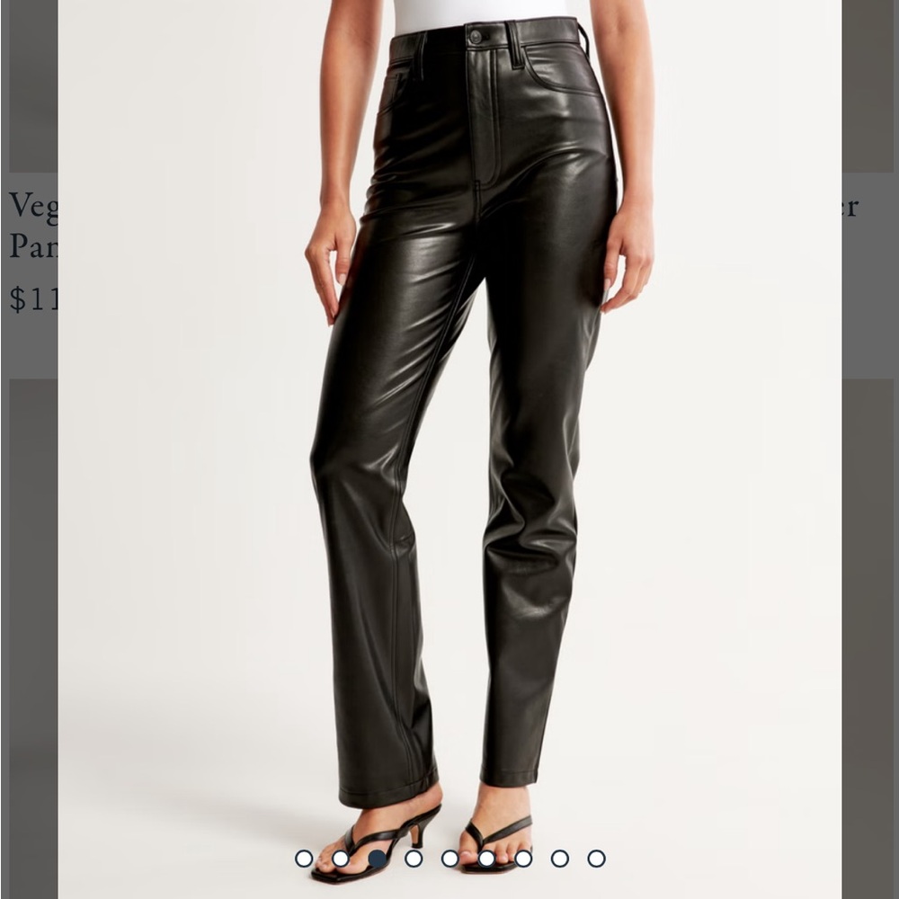 Abercrombie 90s Straight Ultra High Rise Vegan Black Leather Pants - NWT